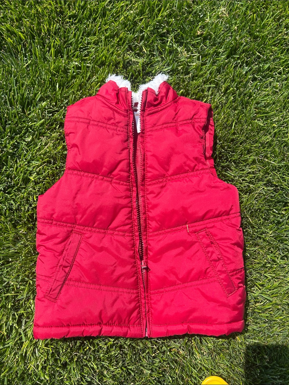 Gymboree Red Quilted Vest with Faux Fur Trim